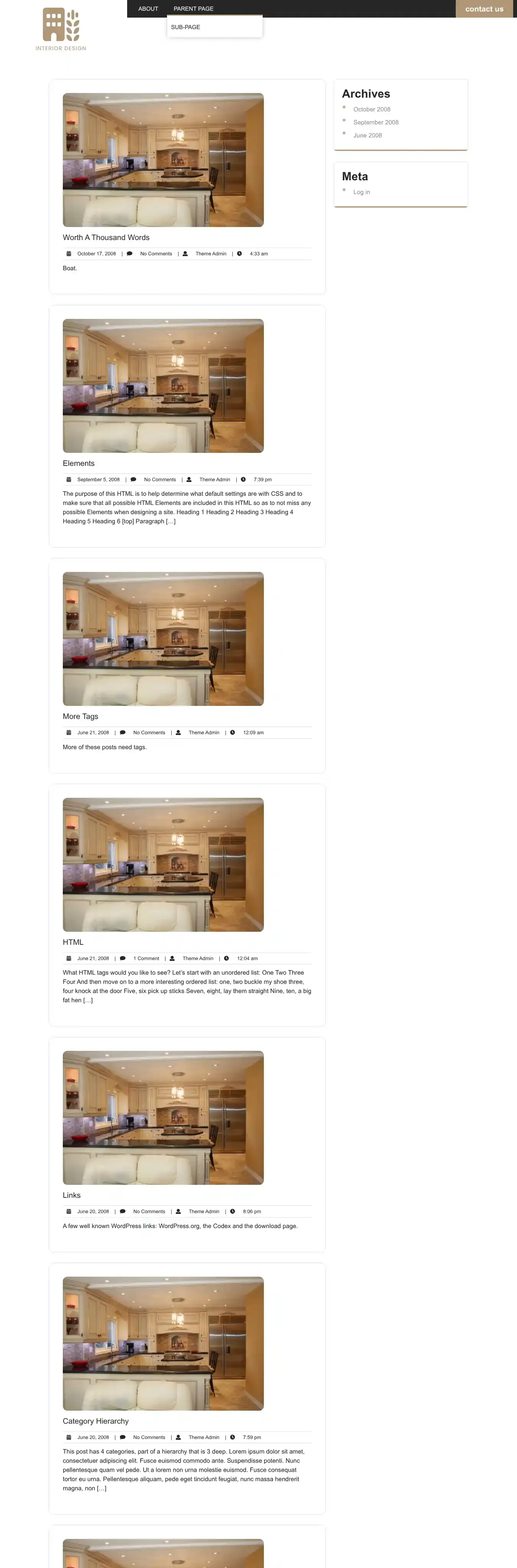 Classic Interior home page on desktop