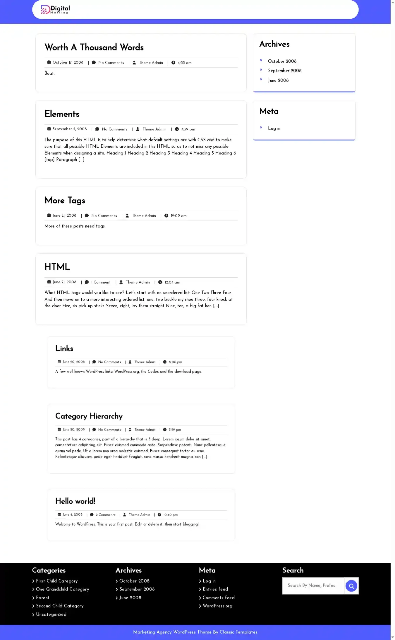 Classic Marketing Agency home page on desktop