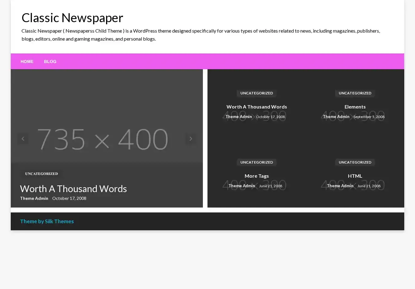 Classic Newspaper home page on desktop