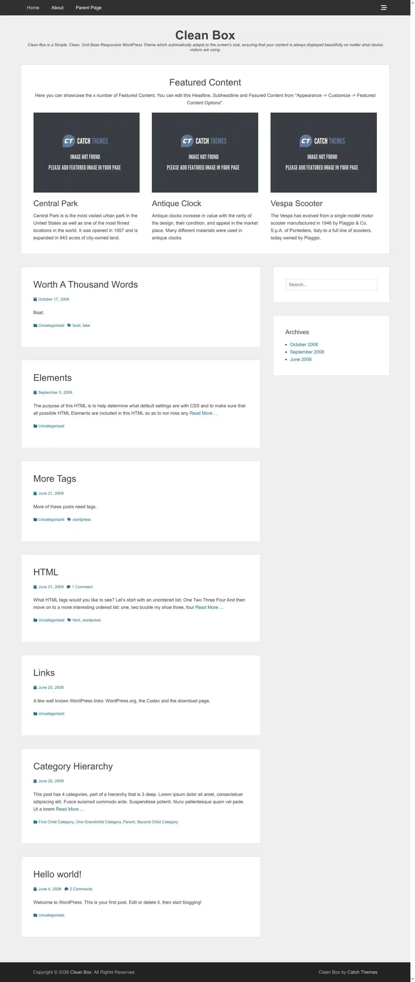 Clean Box home page on desktop