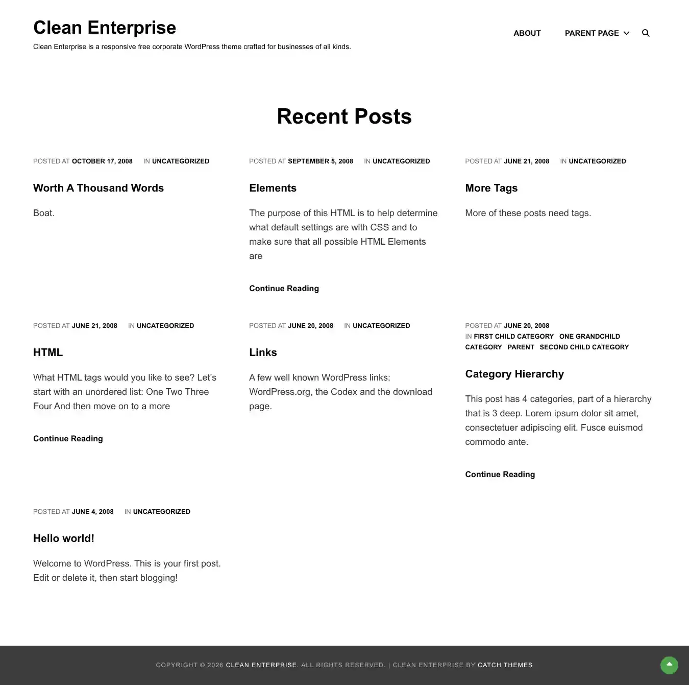Clean Enterprise home page on desktop