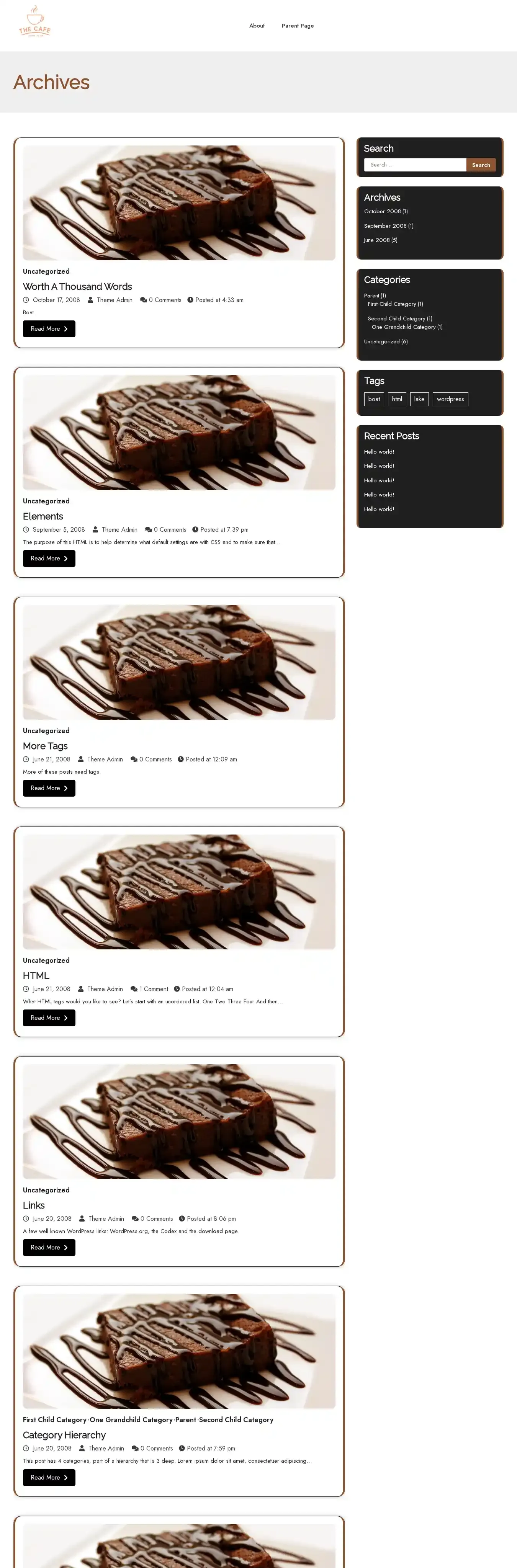 Coffee Bistro home page on desktop