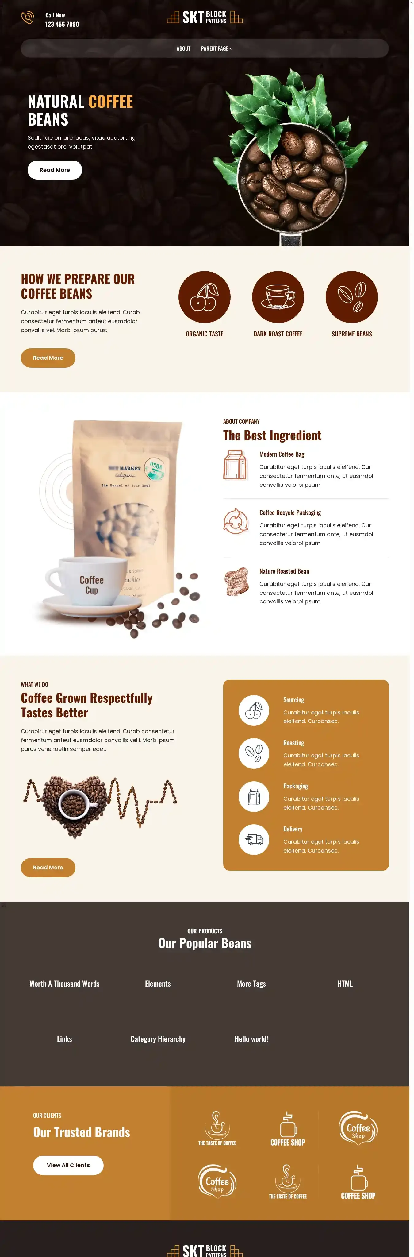 Coffee Block home page on desktop