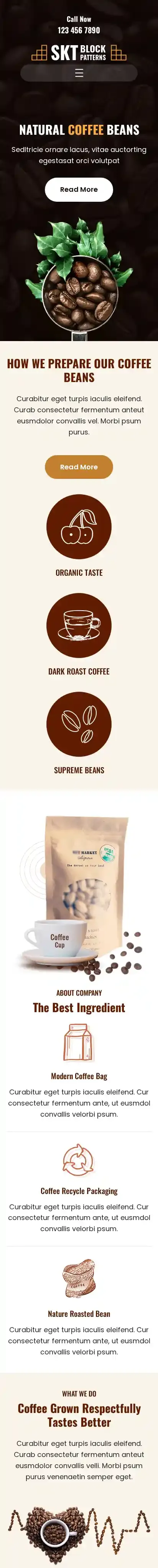 Coffee Block home page on mobile