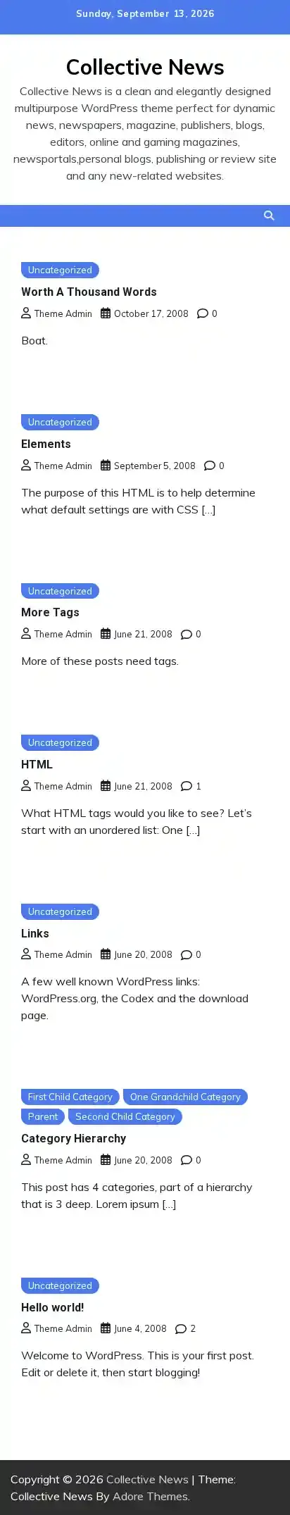 Collective News home page on mobile