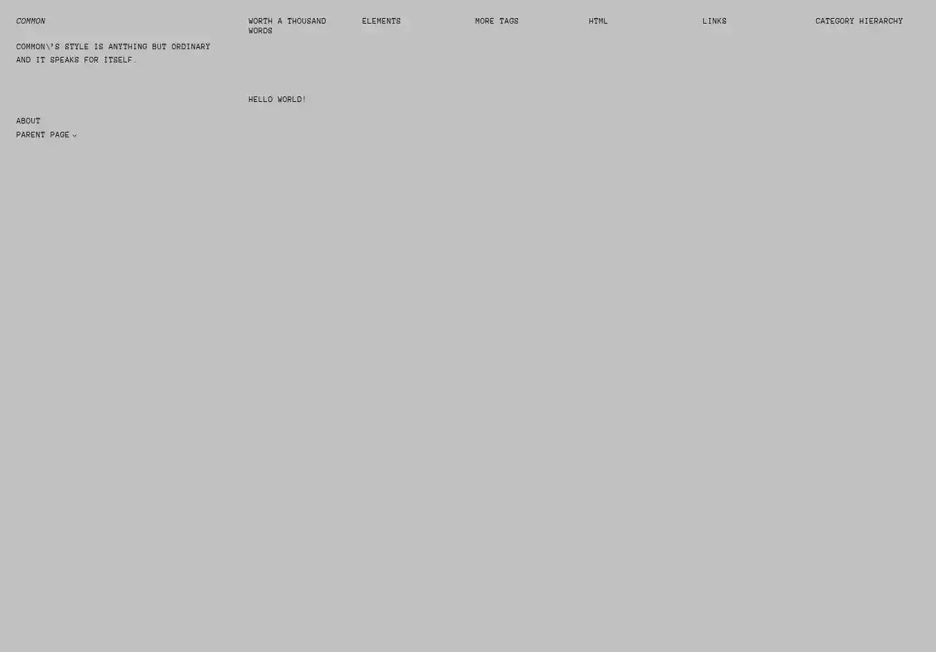 Common home page on desktop