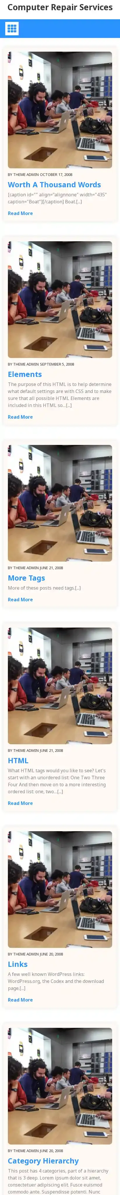 Computer Repair Services home page on mobile