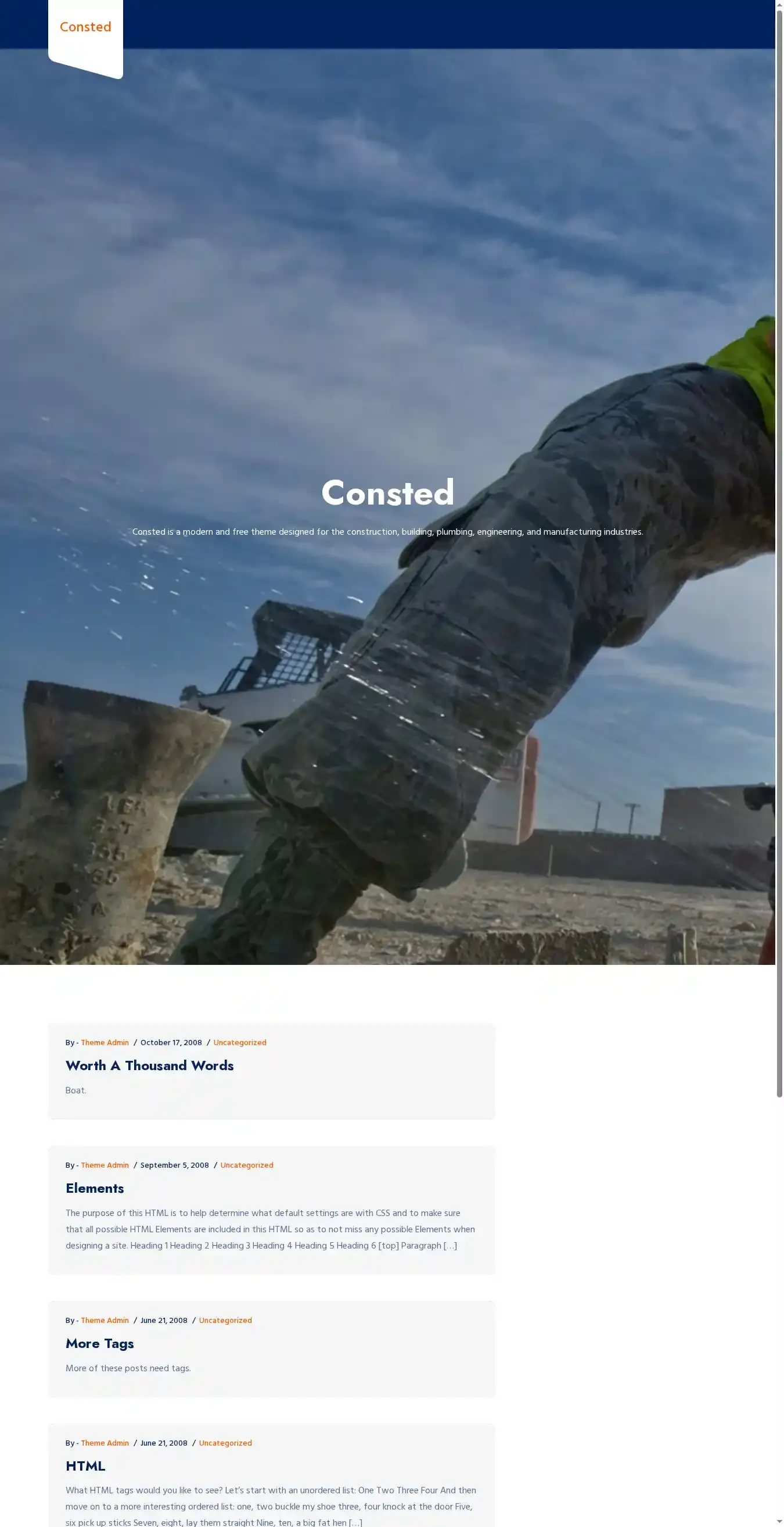 Consted home page on desktop