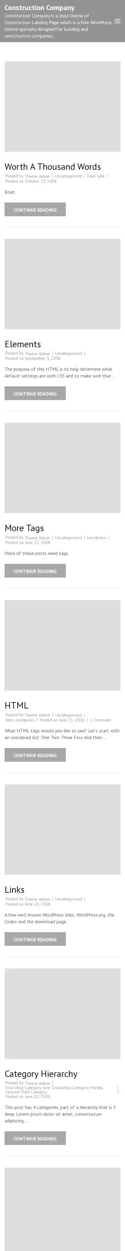 Construction Company home page on mobile