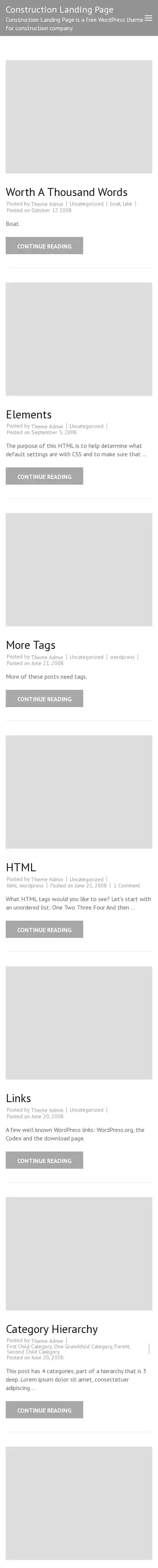 Construction Landing Page home page on mobile