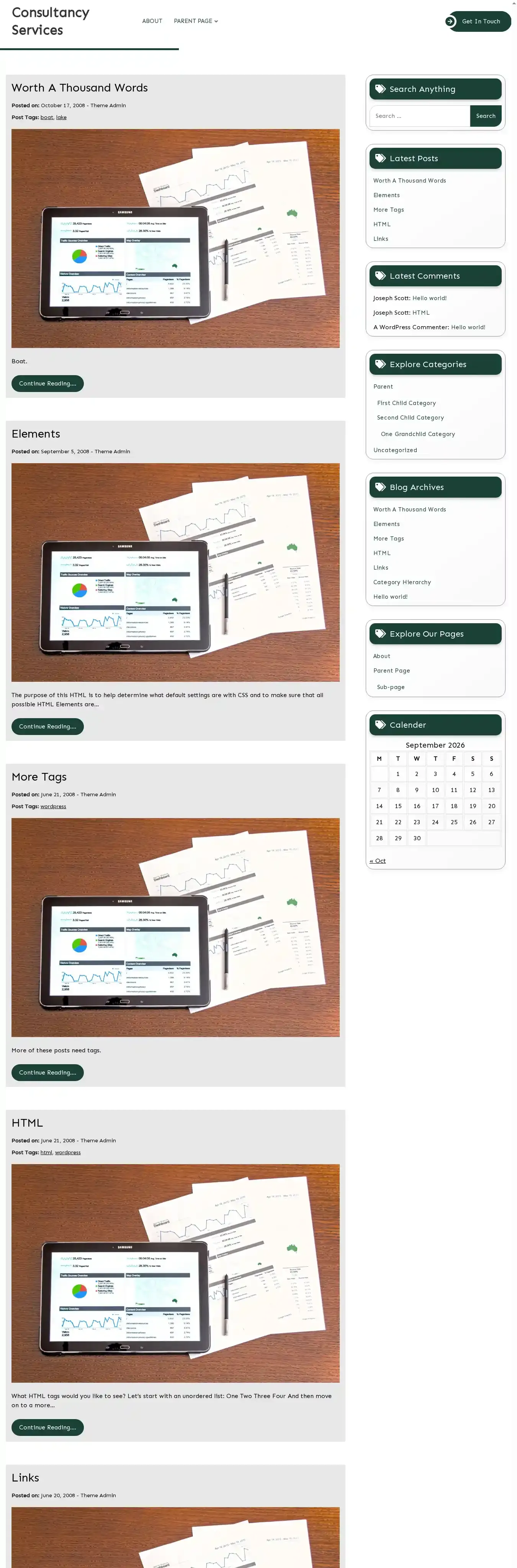 Consultancy Services home page on desktop