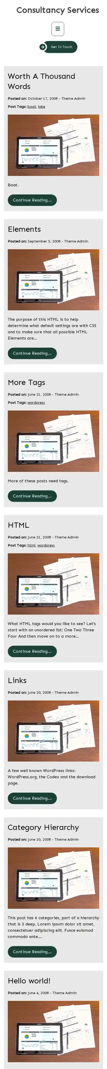 Consultancy Services home page on mobile