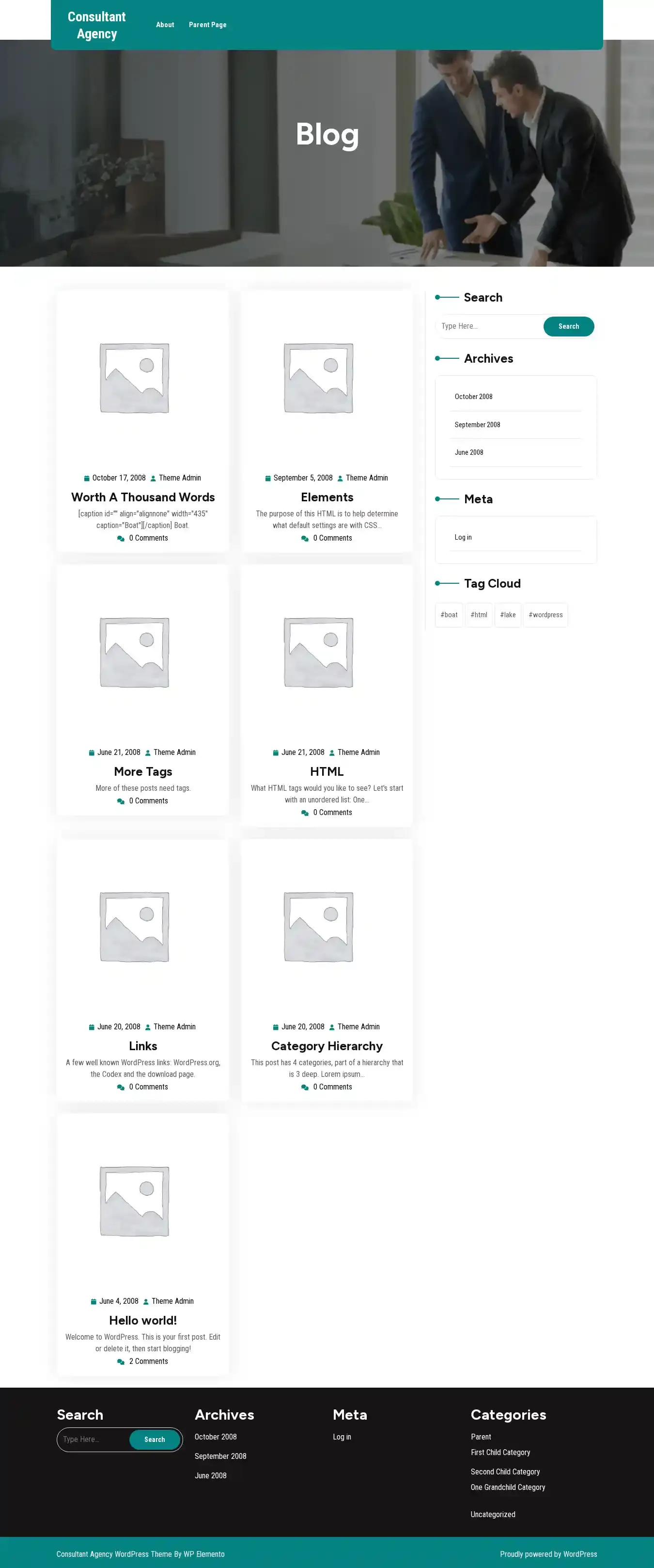 Consultant Agency home page on desktop