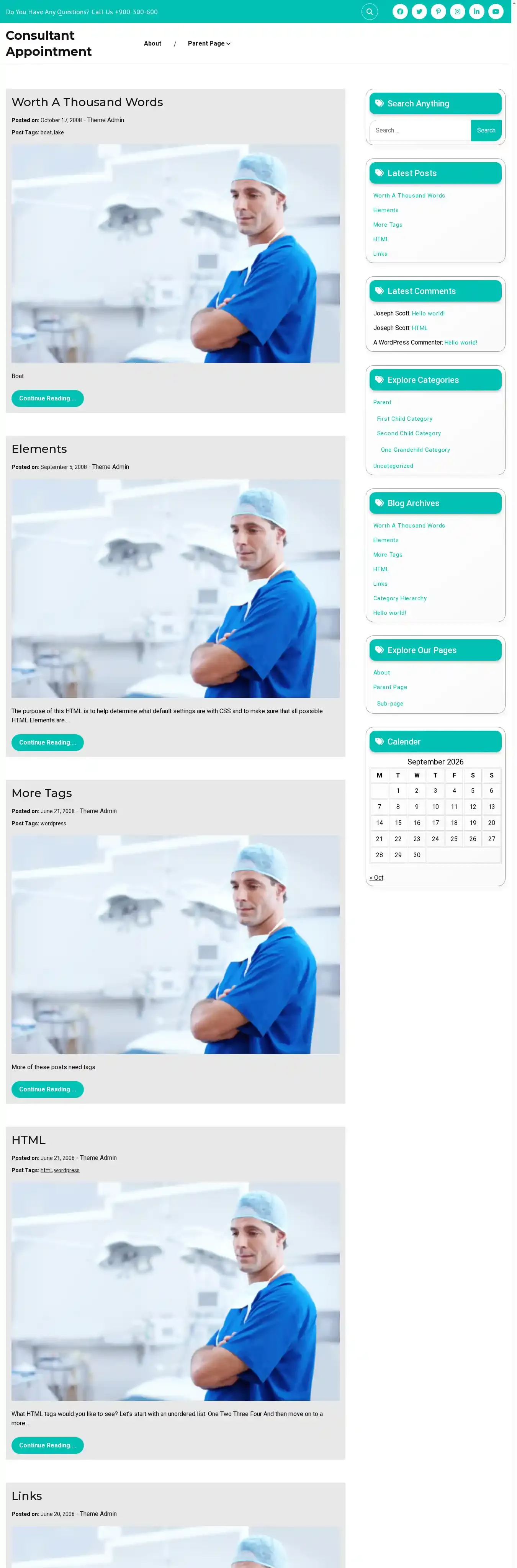 Consultant Appointment home page on desktop