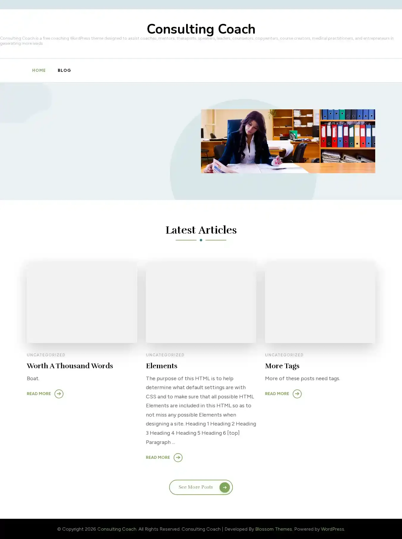 Consulting Coach home page on desktop