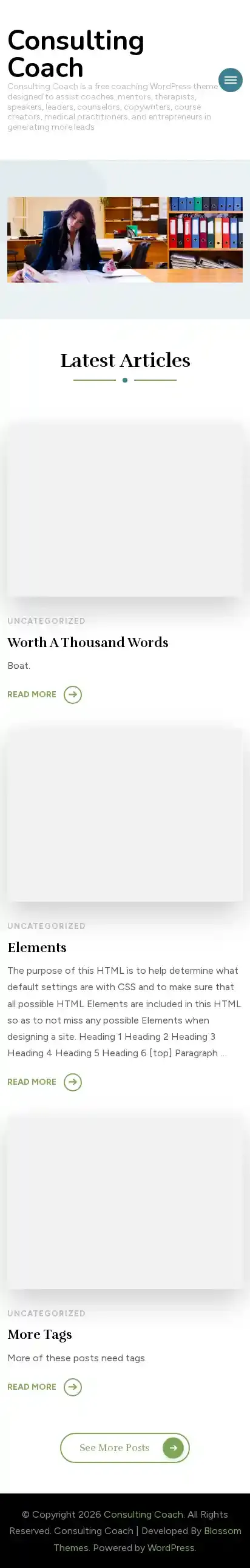 Consulting Coach home page on mobile