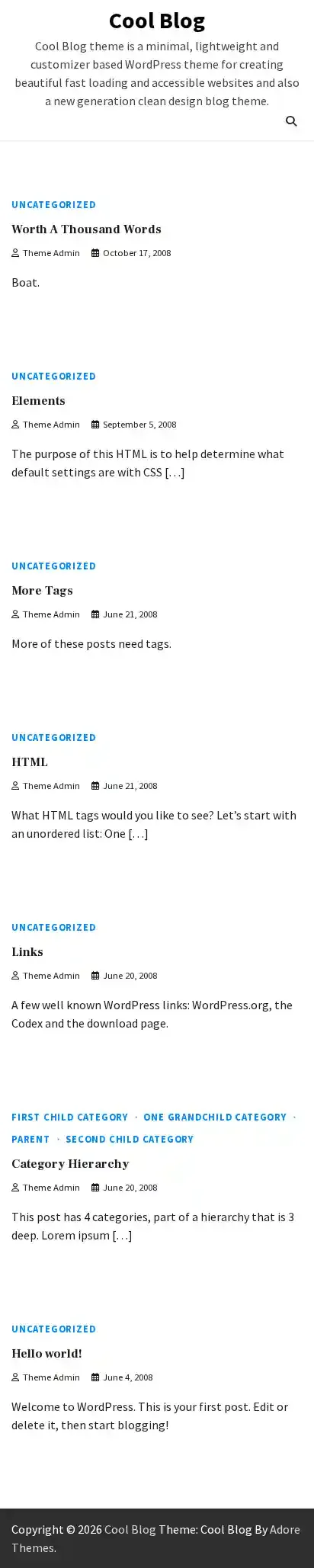 Cool Blog home page on mobile