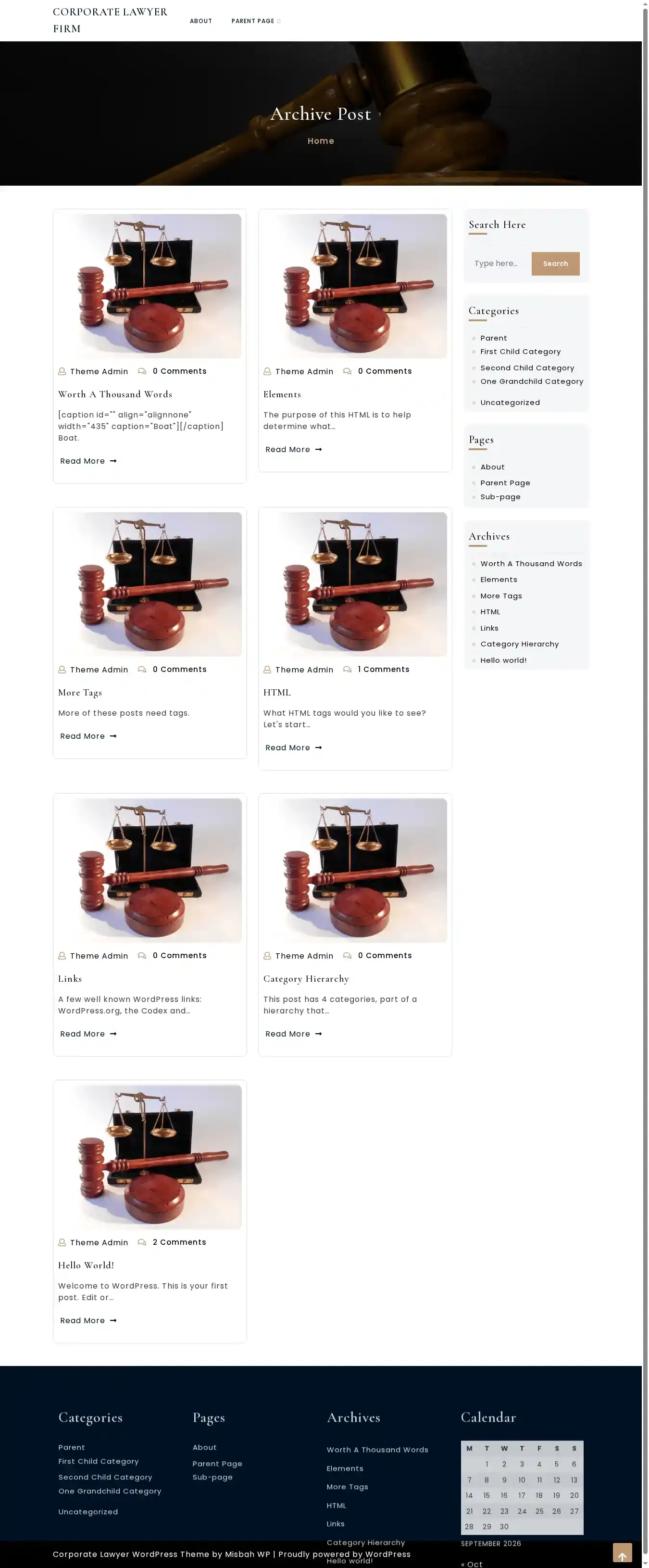 Corporate Lawyer Firm home page on desktop