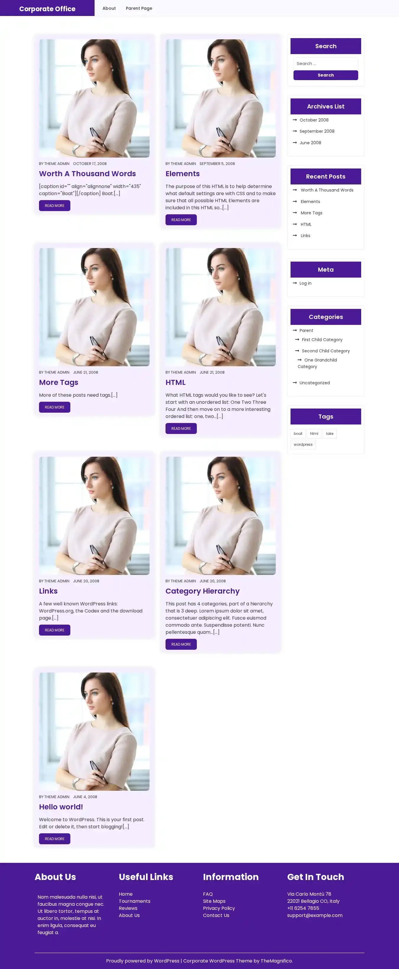 Corporate Office home page on desktop