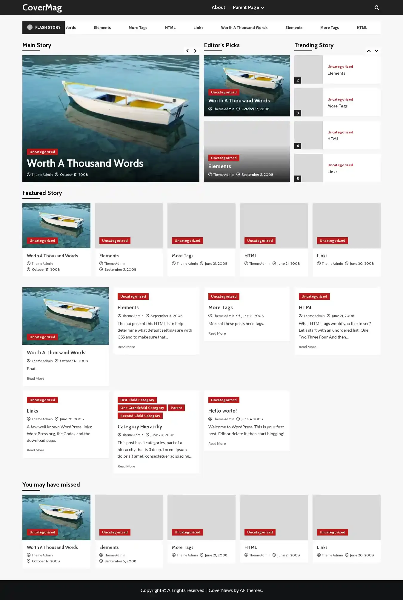 CoverMag home page on desktop