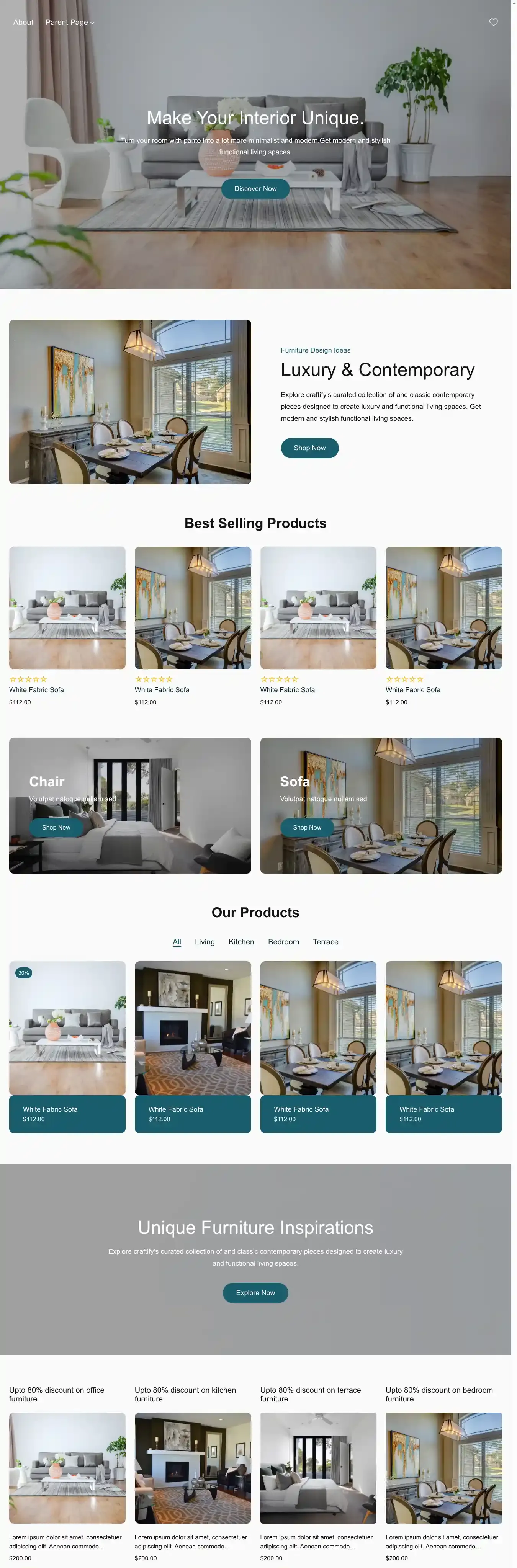 Craftify home page on desktop