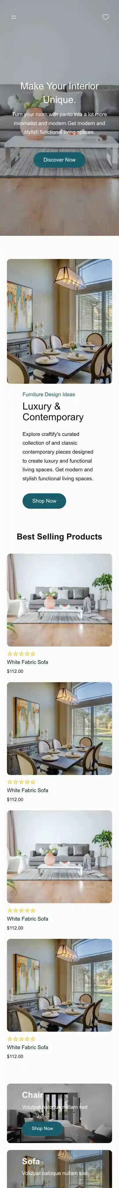 Craftify home page on mobile