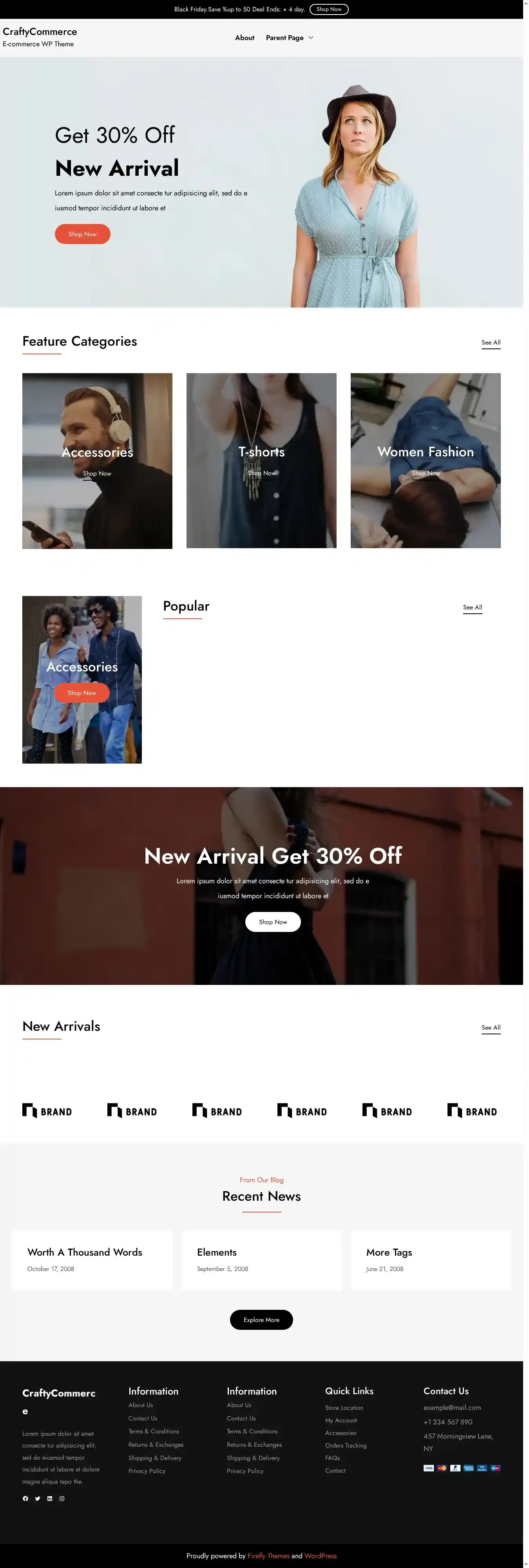 CraftyCommerce home page on desktop