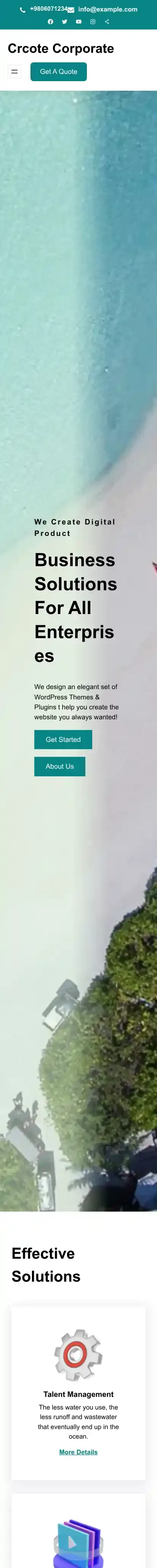 Crcote Corporate home page on mobile
