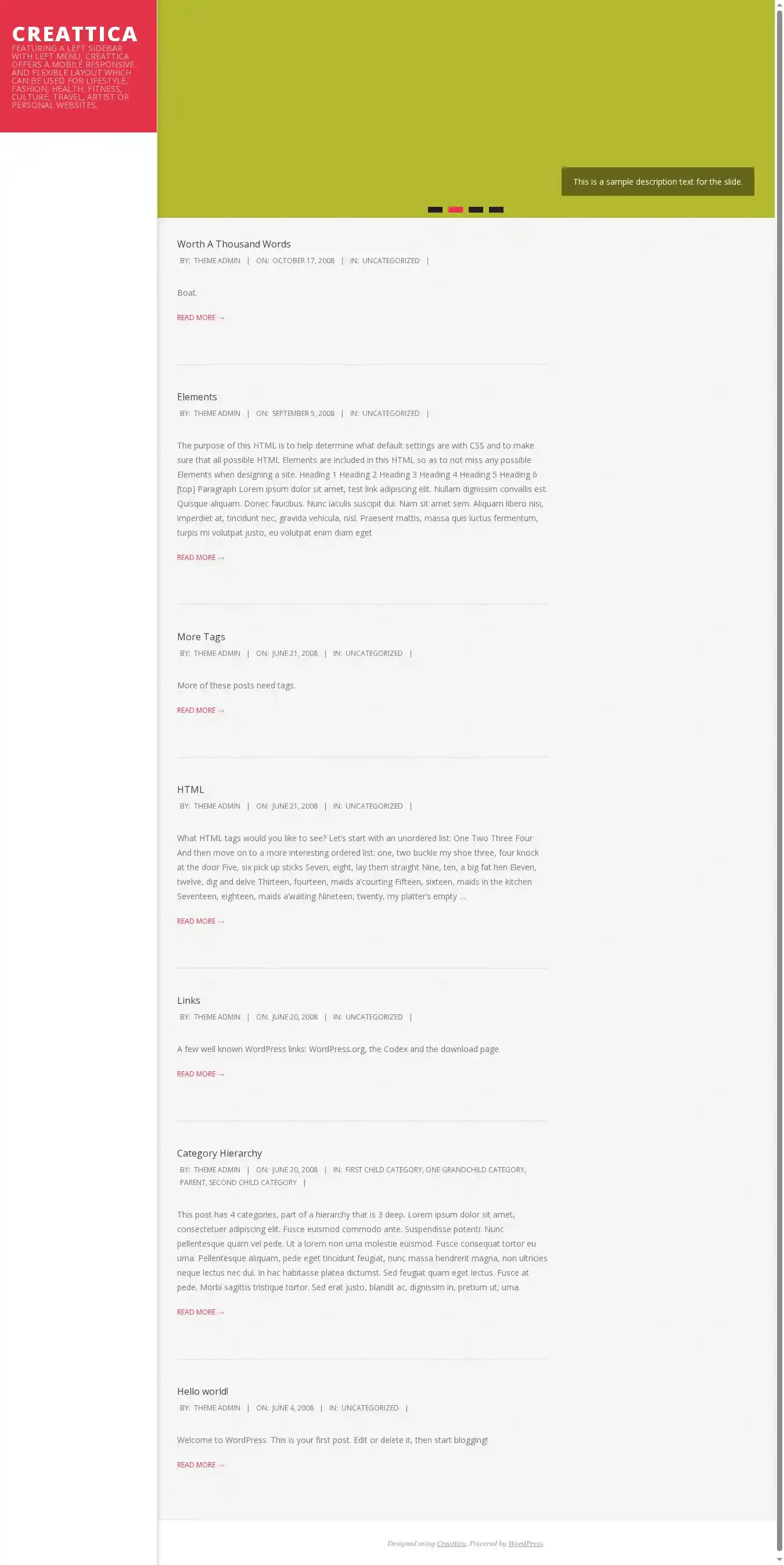 Creattica home page on desktop