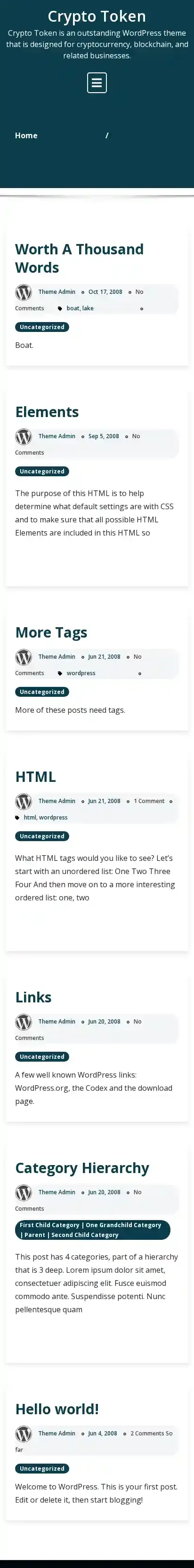 Crypto Token home page on mobile