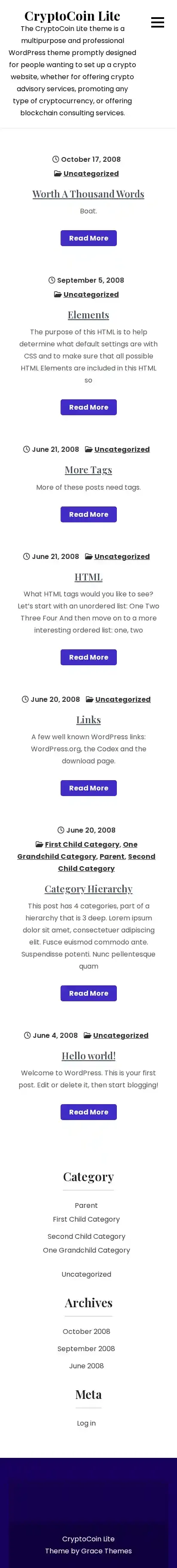 CryptoCoin Lite home page on mobile