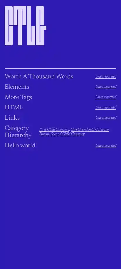 CTLG home page on mobile
