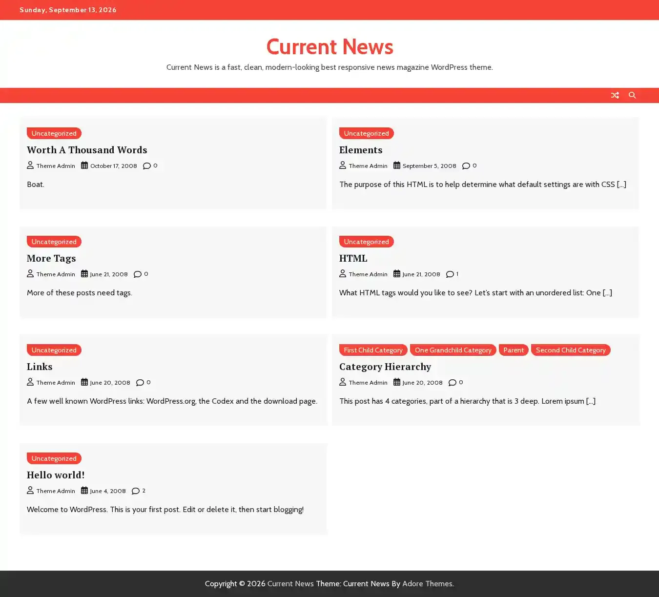Current News home page on desktop