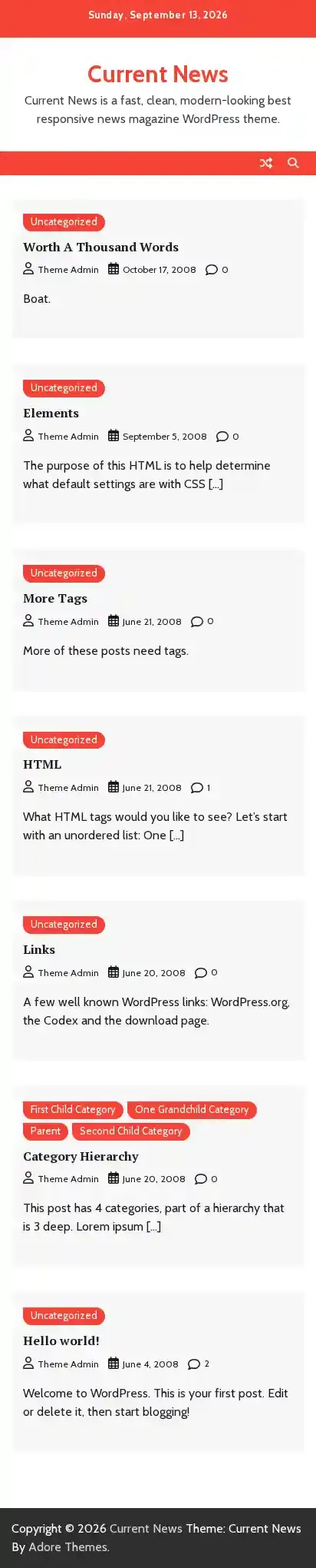Current News home page on mobile