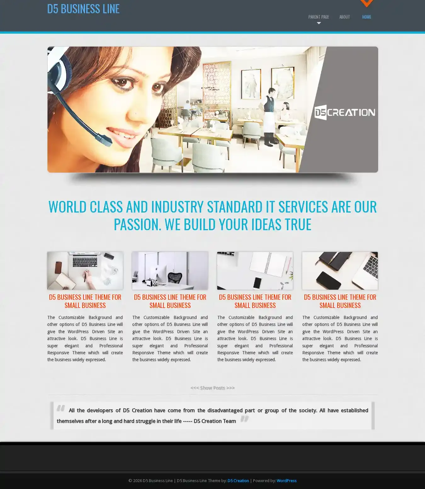 D5 Business Line home page on desktop