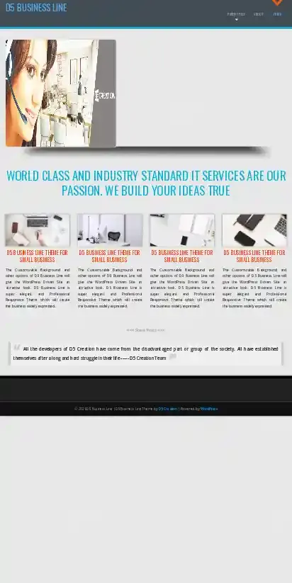 D5 Business Line home page on mobile