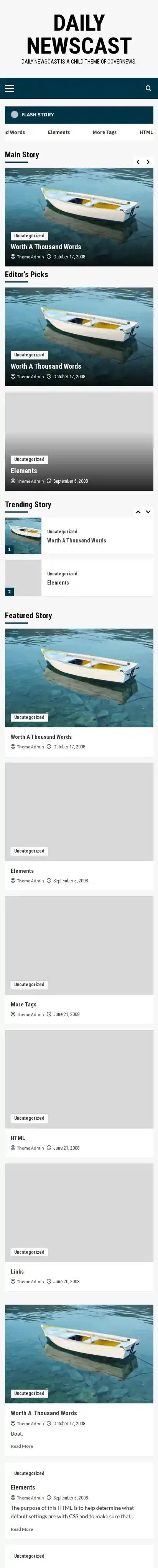 Daily Newscast home page on mobile