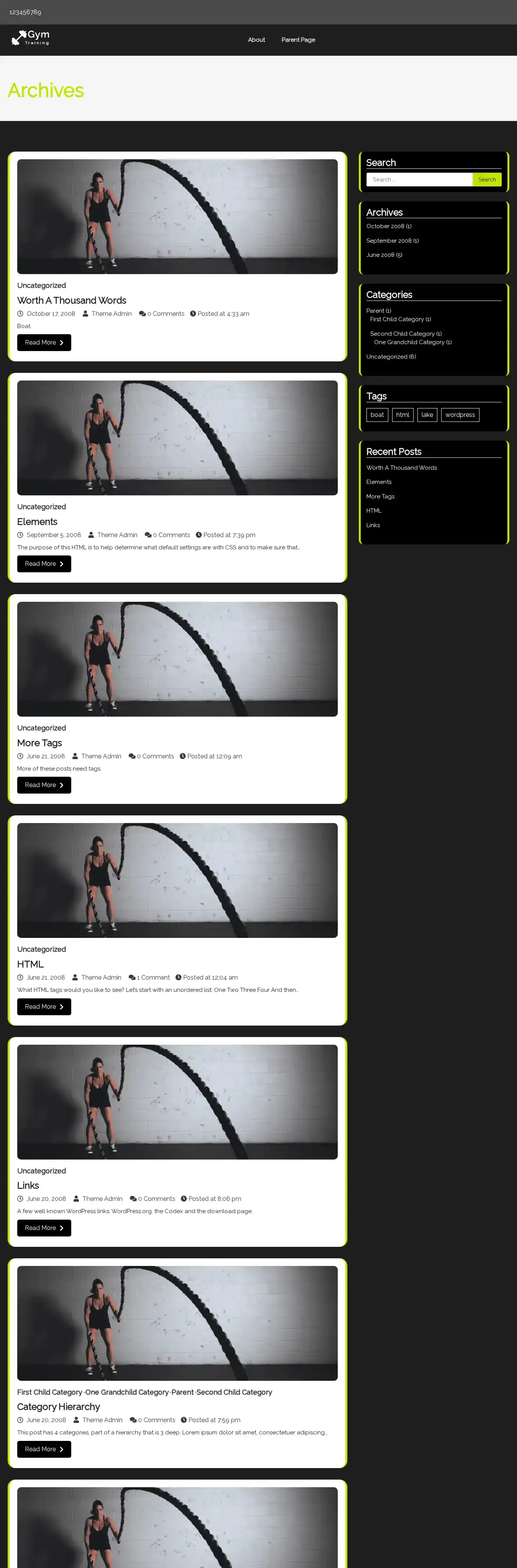 Dark Fitness home page on desktop