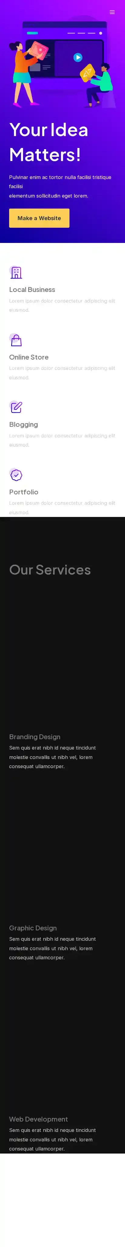 Dark Mode for A. home page on mobile