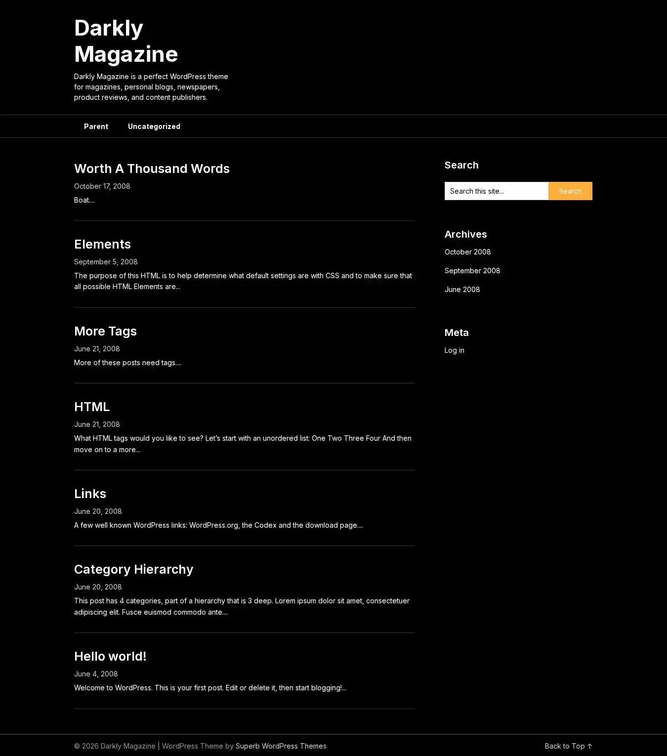 Darkly Magazine home page on desktop