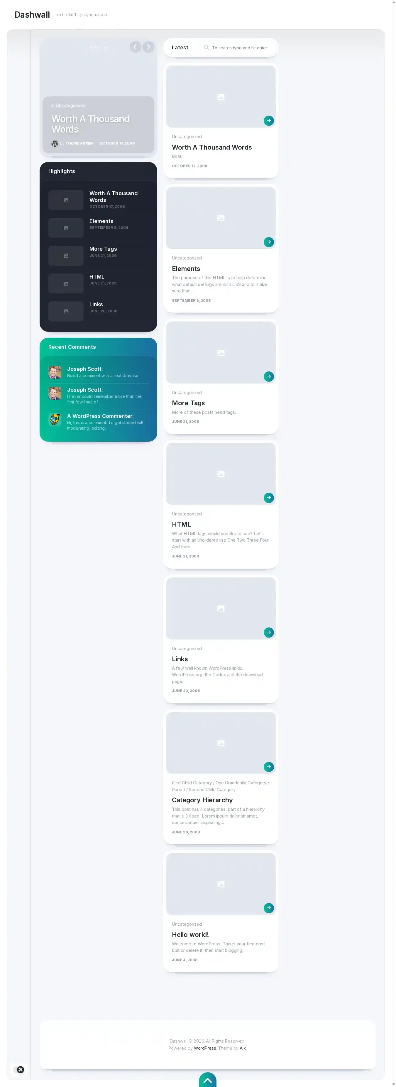 Dashwall home page on desktop