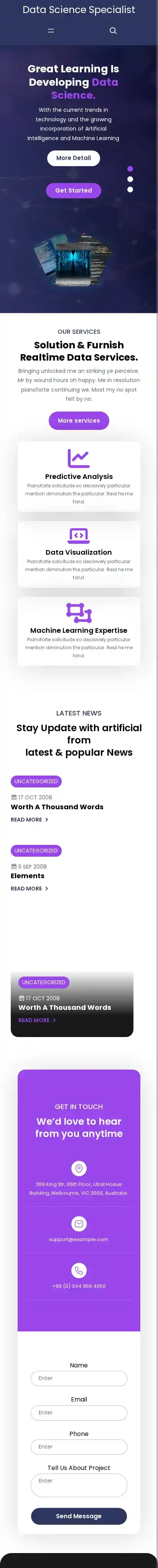 Data Science Specialist home page on mobile