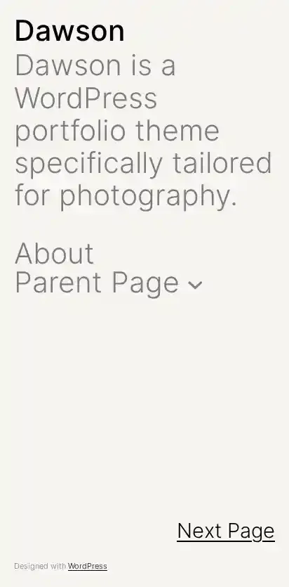 Dawson home page on mobile