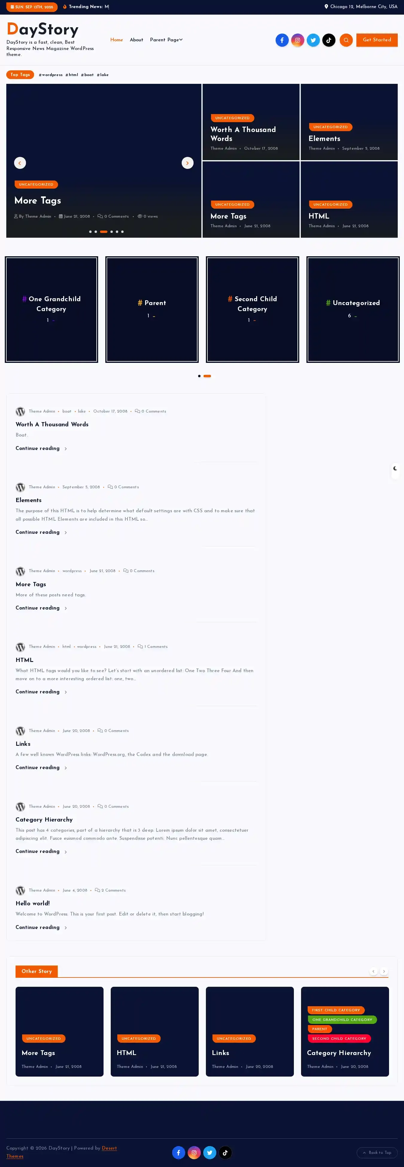 DayStory home page on desktop