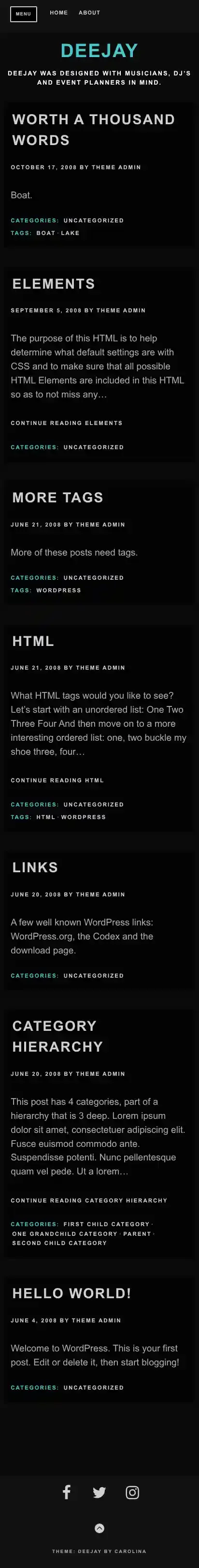Deejay home page on mobile