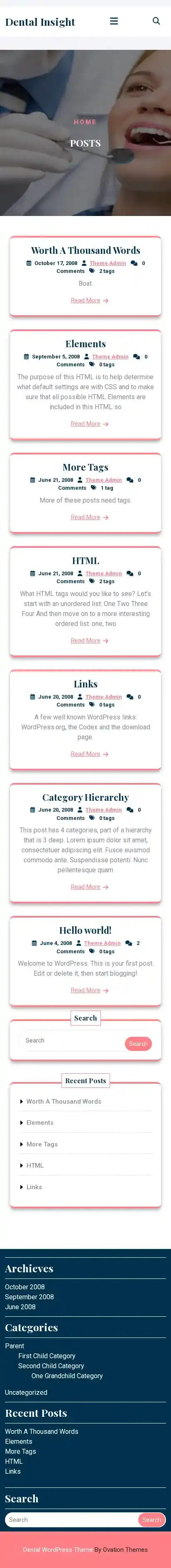 Dental Insight home page on mobile