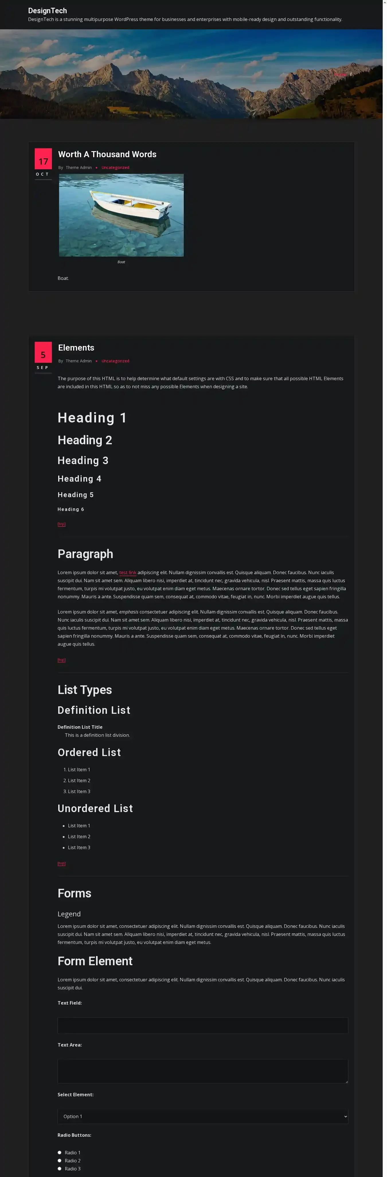 DesignTech home page on desktop