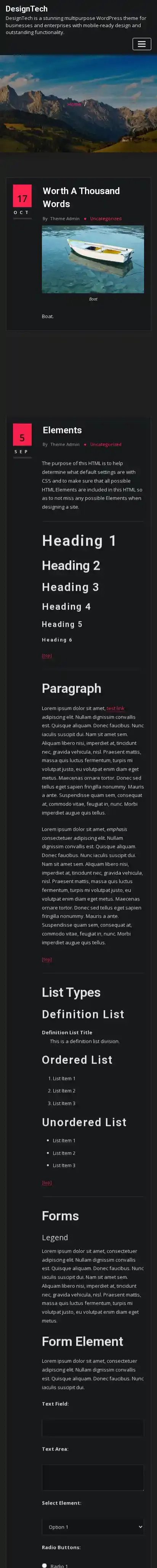DesignTech home page on mobile
