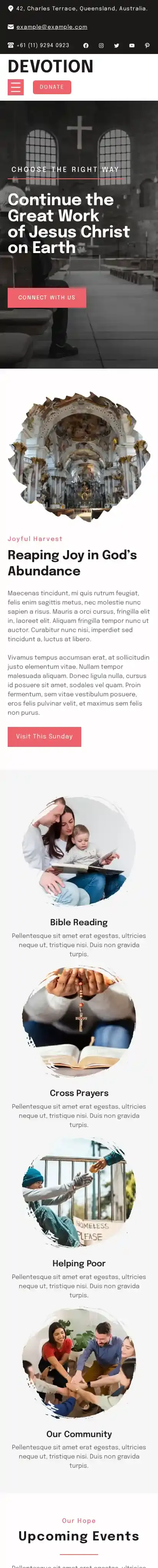 Devotion home page on mobile