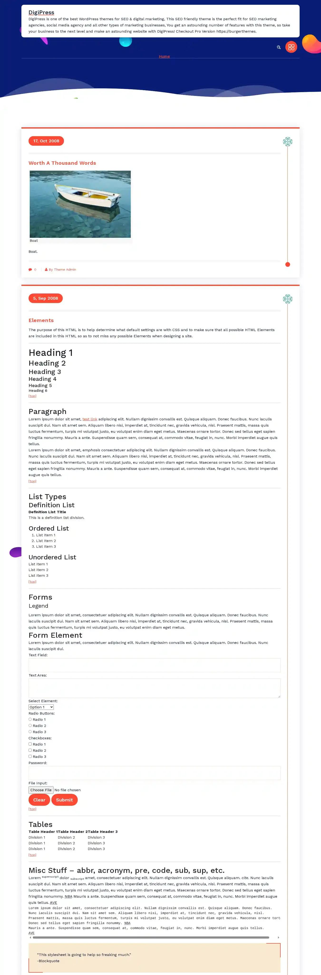 DigiPress home page on desktop